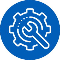 Icon: Outline of cog with spanner