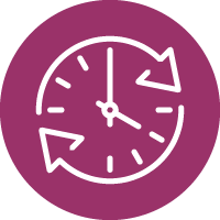 Icon: Outline of clock and arrows representing moving clockwise