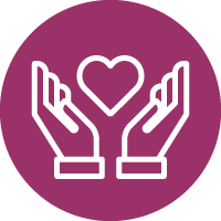 Icon: Outline of hands holding heart shape