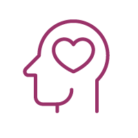 Icon: Outline of head with hear shape depicting the brain inside of the head