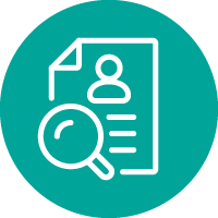 Icon: Outline of page with magnifying glass